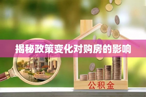 芙蓉揭秘政策变化对购房的影响