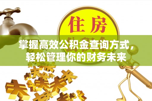 芙蓉掌握高效公积金查询方式，轻松管理你的财务未来